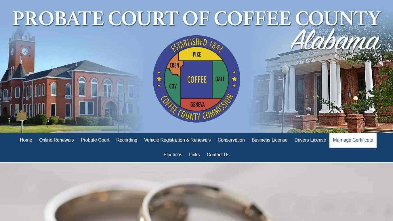 Marriage Certificate | Probate Court of Coffee County | Coffee County, Alabama