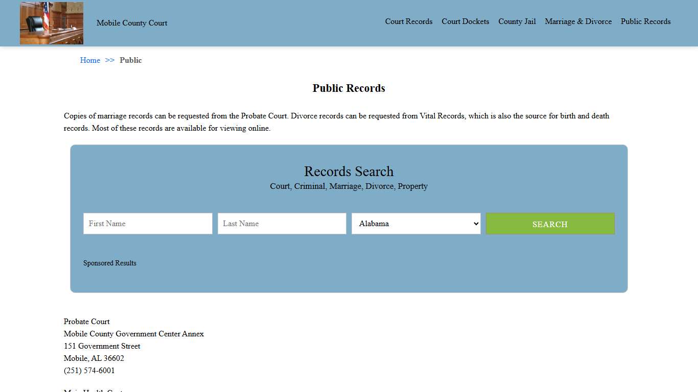 Public Records | Mobile County Court